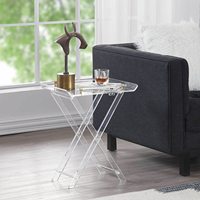 Table basse pliante moderne en acrylique écologique, transparente et portable, personnalisable, pour canapé ou table d'appoint de chevet