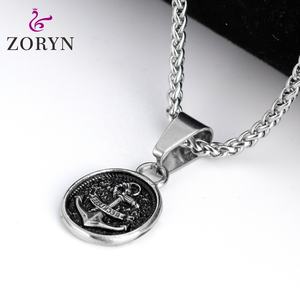 Colgante de Acero Inoxidable con Ancla y Moneda, Estilo Pirata Náutico Vintage, Joyería de Moda de Acero de Titanio para Hombre - Product Image 2