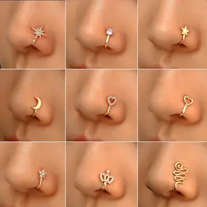 Bijoux de Piercing sans Piercing, anneaux de nez en forme d'étoile en Zircon pour femmes