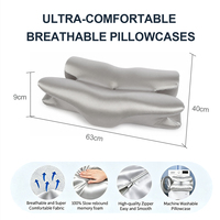 Oreiller ergonomique en mousse à mémoire de forme, forme papillon, avec repose-tête central et découpes latérales, idéal pour un soutien optimal pendant le sommeil