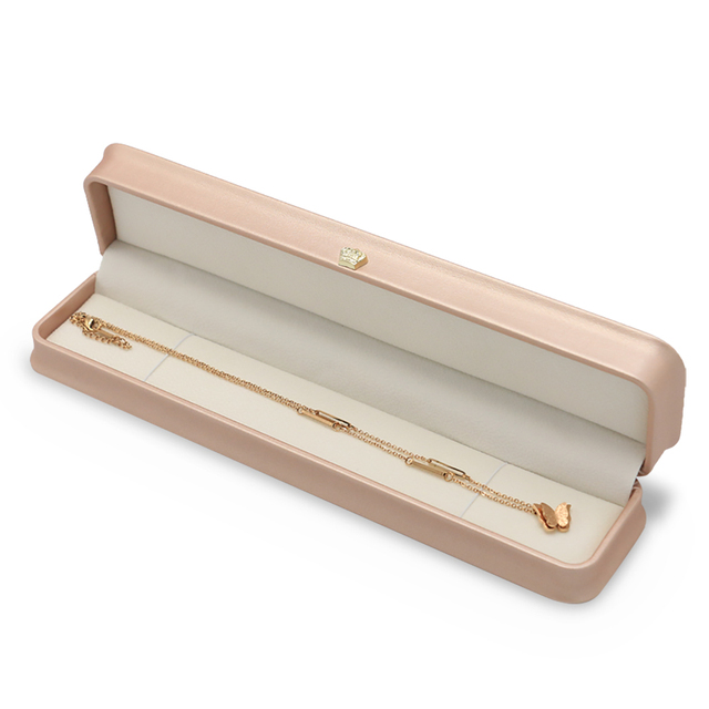 FADELI Factory Direct Supply Custom Logo Jewelry Boxes with PU Leather Pearl Cashmere Lining 240x55x40MM Size Necklace Packaging