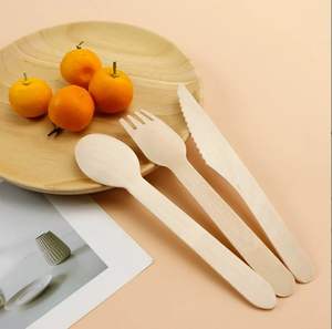 Schlussverkauf einweg umweltfreundliche Löffel Gabeln Messer Holzbesteck-Set mit Hochzeit - Product Image 5