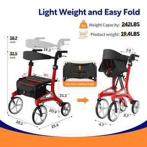 Andador Plegable <span class=keywords><strong>con</strong></span> <span class=keywords><strong>Asiento</strong></span> Acolchado, Ligero y Portátil, de 4 Ruedas, Ayuda <span class=keywords><strong>para</strong></span> Caminar <span class=keywords><strong>con</strong></span> Altura Ajustable <span class=keywords><strong>para</strong></span> <span class=keywords><strong>Adultos</strong></span> Mayores, OEM - Product Image 4