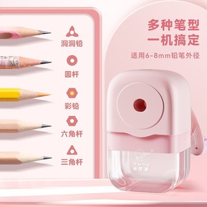Taille-crayon manuel à alimentation automatique pour enfants de 3 à 8 ans, design géométrique en plastique, paquet individuel - Product Image 4