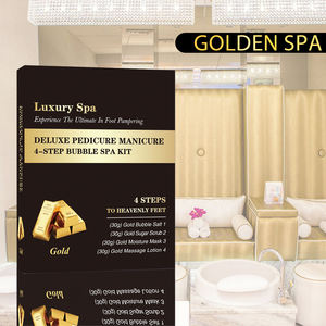 ชุดทำสปาบับบบบลิงสีทองธรรมชาติแบบ4-in-1ผลิตภัณฑ์สำหรับทำเล็บเท้าสปาเท้าแบบดีลักซ์และชุดทำเล็บในกล่อง - Product Image 1