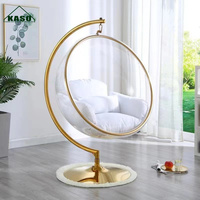 Fauteuil suspendu en forme d'œuf en fibre de verre transparente, en acrylique doré, pour jardin et terrasse extérieure