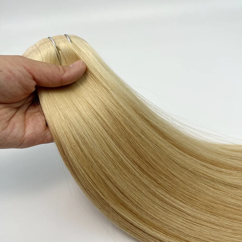 Grampo de extensão de cabelo 100%, atacado de fábrica, luxo, alta qualidade, remy, cabelo humano, invisível, sem costura, com grampo