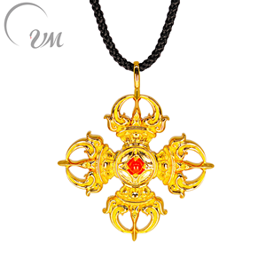 Pendentif en argent 925 UM Jewelry avec agate et filament, plaqué or 18 carats, forme de fleur, pour homme et femme, à porter au quotidien, cadeau d'anniversaire de mariage - Product Image 1