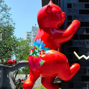 कस्टम विशाल शॉपिंग मॉल कॉफी दुकान रेस्तरां मूर्तिकला कला फिबेसन प्लास्टिक कुत्ते बिल्ली सजावट मूर्तिकला बिक्री के लिए - Product Image 4