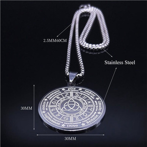 Faith Based Witchcraft Astrology Religious Stainless Steel Divination <strong>Irish</strong> Men Male Round Pendants Fashion <strong>Jewelry</strong> Necklaces - Product Image 6