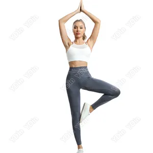 Toptan düz renk Yoga Legging çevre dostu yüksek belli dikişsiz Fitiness pantolon dip pantolon spor uzun tayt