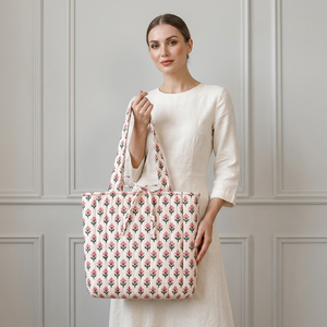 Handmade Quilted Cotton Shoulder Tote <b>Bag</b> Floral Printed <b>Beach</b> Shopping Market Travel Everyday Handbag Gift - Product Image 1