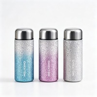 Botol Air Mini Berlapis Titanium 220ml, Tekstur Retak Es, Tumbler Perjalanan Terisolasi