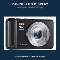 Appareil photo numérique 5K, photographie, caméra vidéo pour vlog, 72MP, zoom 18X, charge rapide type C, mise au point macro, selfie, portable, image CCD