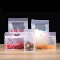 Sacs de rangement pour aliments en plastique mat transparent avec fermeture éclair, fond carré, pour snacks