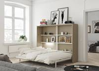 Lit escamotable moderne de luxe en bois, pliable, lit queen king size avec fonction réglable, style MDF, pour chambre à coucher