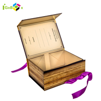 Boîte biblique en forme de livre rétro avec rangement en ruban pour cadeau Boîte pliable avec poignée