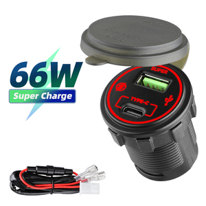 Bán buôn không thấm nước 66W 12V 24V USB C + Type-C siêu nhanh sạc ổ cắm xe nhiều xe buýt sạc 12V xe sạc Adapter - Product Image 4