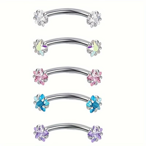 Ensemble de bijoux de <span class=keywords><strong>piercing</strong></span> corporel en gros, nouvelle collection mode estivale : clous pour sourcils, barres courbes, anneaux de <span class=keywords><strong>nombril</strong></span>, clous pour lèvres - Product Image 6