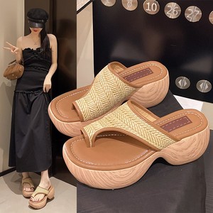 <span class=keywords><strong>Infradito</strong></span> da donna impermeabili <span class=keywords><strong>con</strong></span> plateau e suola spessa, stile vacanza, in <span class=keywords><strong>paglia</strong></span>, alla moda, da indossare all'aperto - Product Image 3