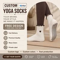 Chaussettes de yoga antidérapantes à logo personnalisé avec revers volanté, en coton tricoté respirant, pour femmes, idéales pour le Pilates et les exercices printaniers