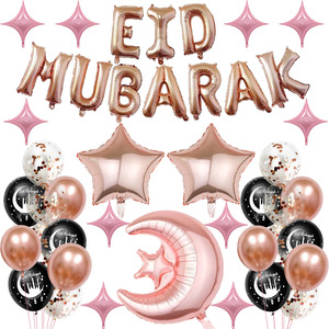 Set di Palloncini Eid Mubarak <span class=keywords><strong>Oro</strong></span> Rosa/<span class=keywords><strong>Oro</strong></span>/Argento, Palloncini in Foil a Forma di Luna e Stella, Decorazioni per Feste Ramadan Kareem - Product Image 3