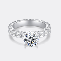 Bague de fiançailles de luxe CZCITY en argent sterling 925 avec diamant VVS D Moissanite certifié 2 carats, sertie de pierres, pour femme
