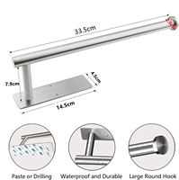 Porte-serviettes mural en aluminium, en acier inoxydable, sans perçage, pour la cuisine