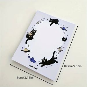 Notas Adhesivas con Diseño de Gato Negro y Temática Espacial, Patrones Lindos en Papel para Oficina, Escuela y Hogar, para la Temporada de Regreso a Clases - Product Image 4