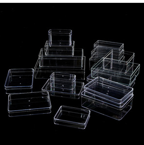 Cajas de embalaje cuadradas transparentes de plástico PS, contenedor de almacenamiento con tapa separada - Product Image 1