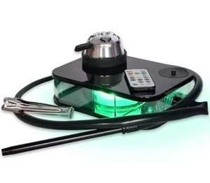 Nouveau Kit Complet LED <span class=keywords><strong>Chicha</strong></span> Cachimba Lumineuse Narguilé Acrylique Portable Carré Type Livre avec Tuyau en Cuir - Product Image 1