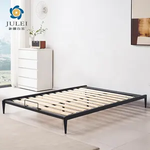 High Quality Custom Sturdy Hotel Nordic Sommier King Size Metal Italian Bed Frame With Oversized Base