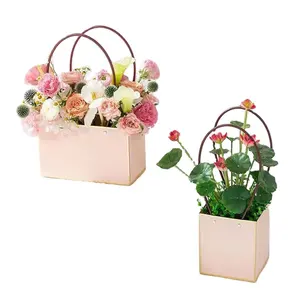 Waterproof Wedding Flower Box Paper Handy Floral Gift Bags portable bouquet flower carrier gift packing boxes