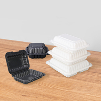 Contenants alimentaires pour hamburgers à clapet à charnière de 8 pouces 9 pouces allant au micro-ondes Boîte à lunch jetable en plastique MFPP durable