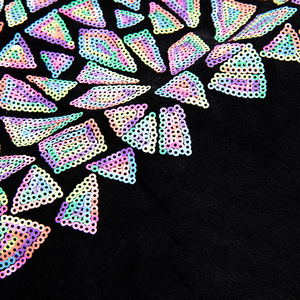 Haute qualité paillettes tricoté estampage à chaud coloré or robe de danse latine vêtements <span class=keywords><strong>g</strong></span>éométrique paillettes tissus - Product Image 3