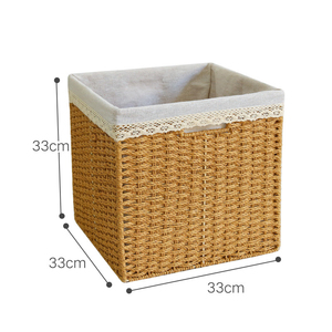 Tay Dệt Giấy Dây Lưu Trữ Giỏ Có Thể Gập Lại <span class=keywords><strong>Cube</strong></span> Lưu Trữ Thùng Tổ Chức Vuông <span class=keywords><strong>Wicker</strong></span> Lưu Trữ Giỏ Cho Kệ Phòng Thực Phẩm - Product Image 3