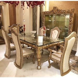 Sang Trọng Cổ Gỗ Chạm Khắc Cung Điện Đồ Nội Thất Màu Trắng <span class=keywords><strong>Baroque</strong></span> Phòng Ăn Với Cao Trở Lại Ghế - Product Image 2