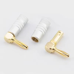 2 uds conector de altavoz de Audio con conector <span class=keywords><strong>Banana</strong></span> 90 grados enchufe de ángulo recto conector de Audio adaptadores de terminales de altavoz chapados en oro - Product Image 4