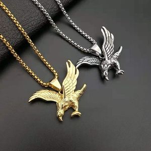 Collier pendentif sur le thème du zodiaque animal Aigle, en acier inoxydable, couleur or et argent, bijoux unisexe Hip Hop, cadeau - Product Image 1