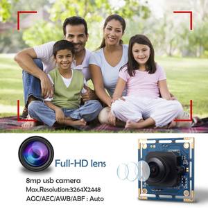 ELP 8MP USB Kamera Modülü Yüksek Çözünürlüklü 2448P Geniş Açılı Kamera 180 Derece Balık Gözü Lens IMX179 Sensörlü Mini Video Kamera - Product Image 3