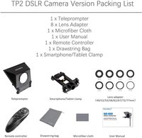 Téléprompteur portable FEELWORLD TP2 réglable pour tablette, smartphone, ordinateur portable, appareil photo reflex numérique avec télécommande