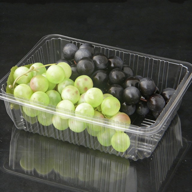 Bulk Clear No-Lid Clamshells for Market Fruits Pre-Cut Ready-to-Sell Packaging, Disposable&Convenient for Grapes, Fruit Trays