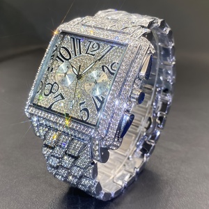 Orologio di Lusso Hip-Hop Dorato con Movimento <span class=keywords><strong>al</strong></span> <span class=keywords><strong>Quarzo</strong></span>, Calendario, Quadrante Quadrato, Numeri Romani e Lunetta con Strass Scintillanti - Product Image 6