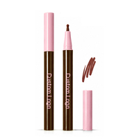 Crayon à lèvres marron longue tenue et anti-bavures avec logo personnalisé, enrichi en vitamine E, applicateur à bille arrondi en tube marron