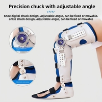 Orthèse médicale articulée genou-cheville-pied, attelle de jambe réglable avec plage de mouvement (ROM), immobilisateur portable, léger et respirant pour la physiothérapie