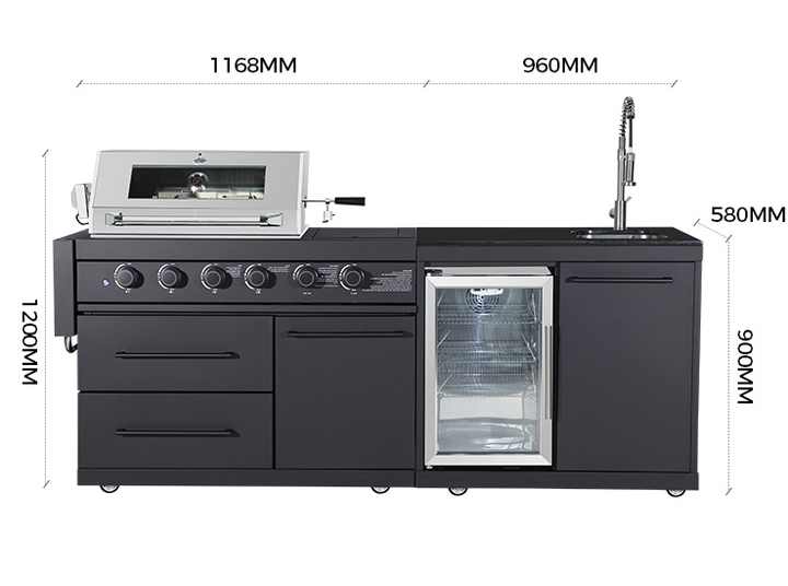 Premium Outdoor Kitchen - Stainless Steel Cabinet with BBQ Grill