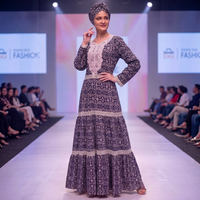 Robe longue maxi pour femmes, en viscose africaine, à imprimé floral, à manches longues, avec bordure en dentelle, élégante, décontractée, tenue traditionnelle, occasions spéciales, luxe