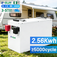 E-SUN Baterai Lithium LiFePO4 24V 100AH 150Ah 200Ah 2.56KWh 5.12KWh Laris Manis, Paket Baterai Penyimpanan Energi Surya Rumah Tangga dengan BMS