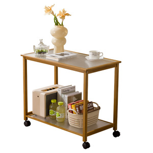 <b>Bamboo</b> Tempered Glass <b>Coffee</b> <b>Table</b> Small With Wheels For Living Room Or Office Use - Product Image 5
