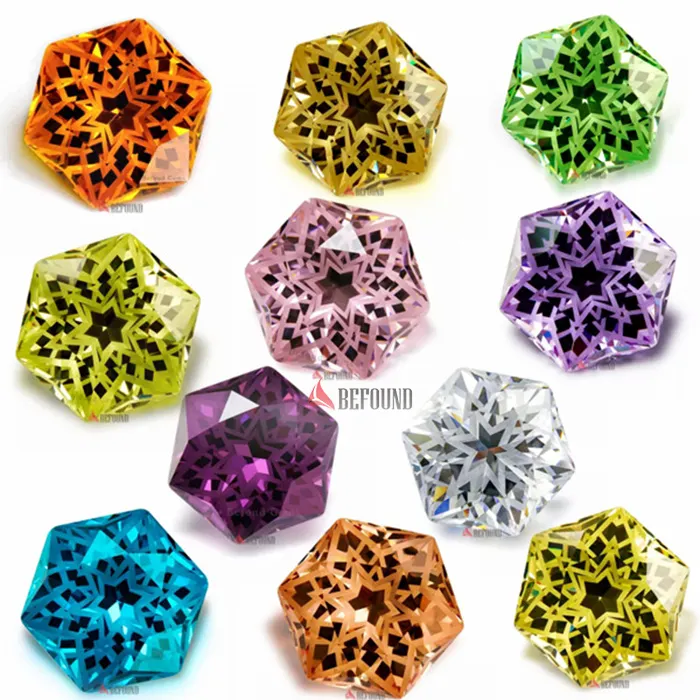 Wholesale Price Customized Special cut synthetic Cubic Zirconia Loose Stones Hexagram cut cz stones 15mm Big CZ Diamond loose